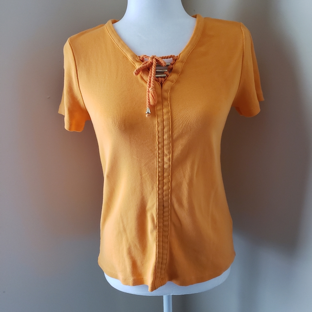 Rafaella bright orange gold short sleeve top